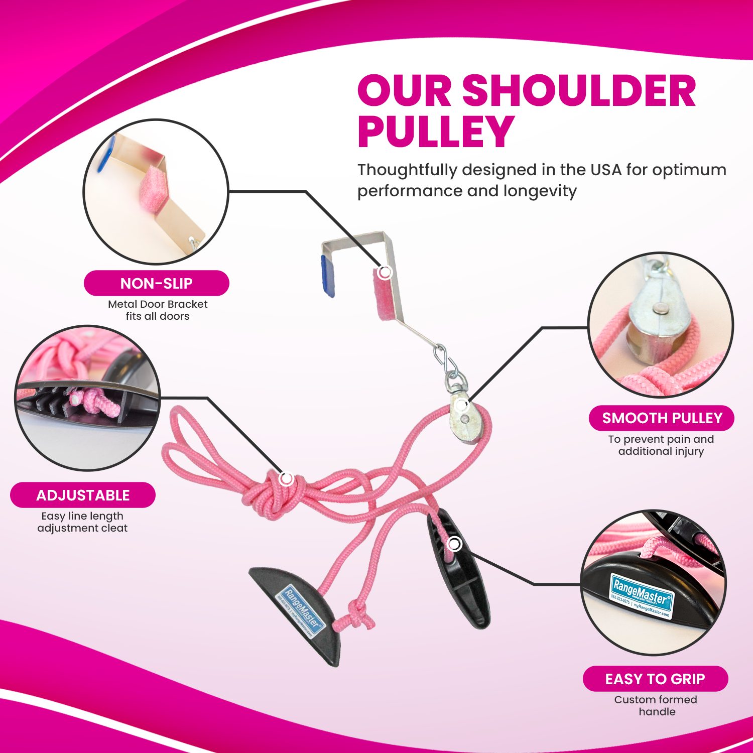 Slim Panda Shoulder Pulley for Physical Therapy, Over-The-Door Pulley  System for Increases Shoulder and Arm Range of Motion, Relieves Shoulder  Pain