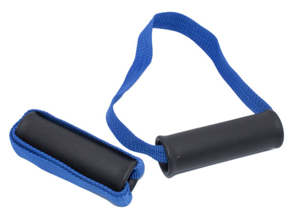 A pair of RangeMaster Handle for Tubing and Banding (10 Pack) black and blue rubber straps.