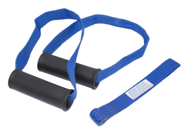 A pair of blue rubber RangeMaster Handles for Tubing and Banding (10 Pack) with a blue handle.